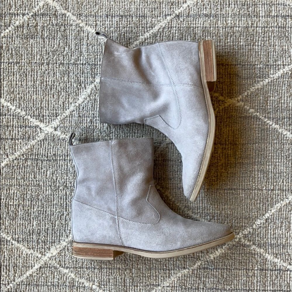 Anthropologie gray suede boots